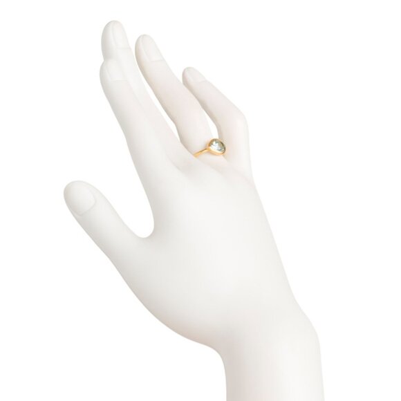 SHAANTI JEWELS  India 18k Gold Plated Sterling Silver Pear Birthstone Ring - Picture 2 of 2